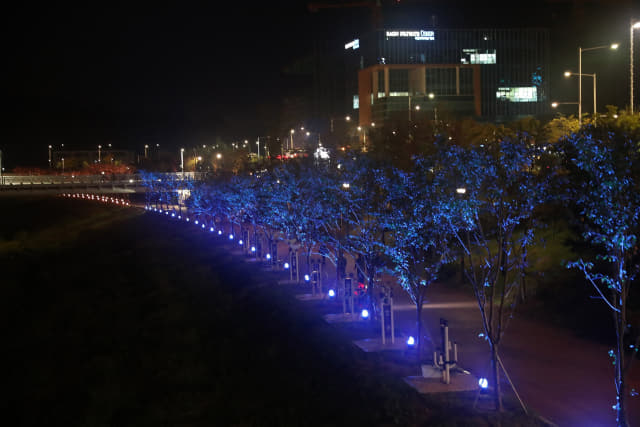 경남 진주혁신도시 영천강변 일대에서 '영천강변 경관조명 점등식' 행사를 개최했다.
