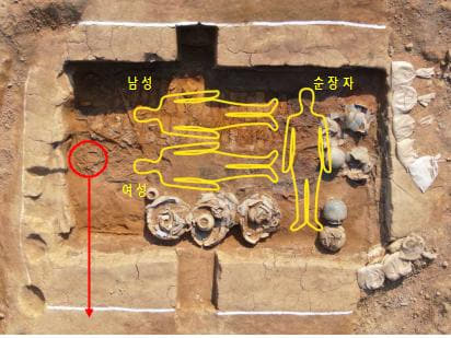 김해 대성동 고분군 목곽묘 및 청동화살촉 출토 위치
