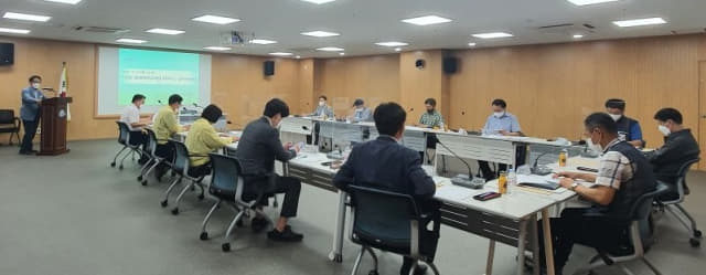 15일 사천시청 중회의실에서 인천국제공항공사의 항공MRO사업 진출을 저지하기 위한 실무위원회가 구성됐다./사천시/