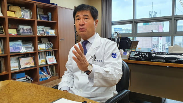 박종호 센텀의료재단 이사장이 병원 경영에 대한 구상을 밝히고 있다.