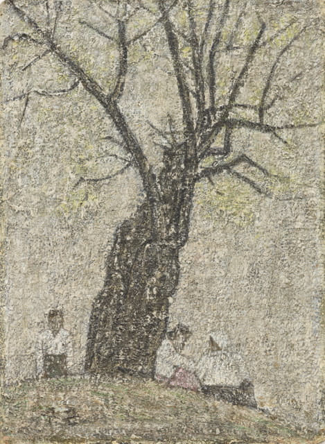 박수근 <나무아래>, 1960년대, 종이에 유채, 34×25㎝./국립현대미술관/