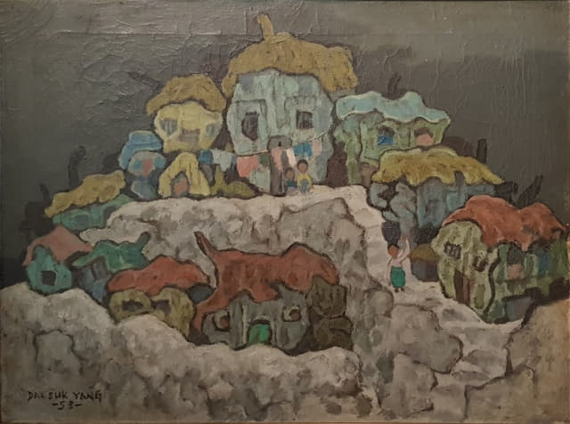 양달석 작 무제, 1953년, 캔버스에 유채, 50×65cm, 경남도립미술관 소장